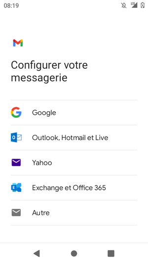 Sélectionnez Exchange et Office 365