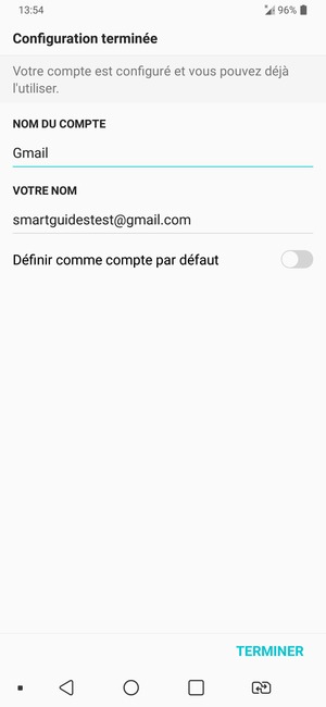 Donnez un nom à votre compte et saisissez votre nom. Sélectionnez TERMINER