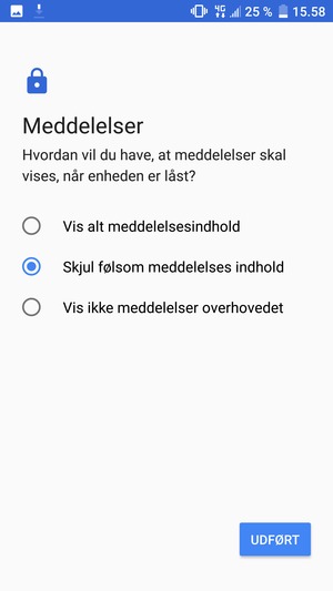 Vælg din foretrukne mulighed og vælg UDFØRT