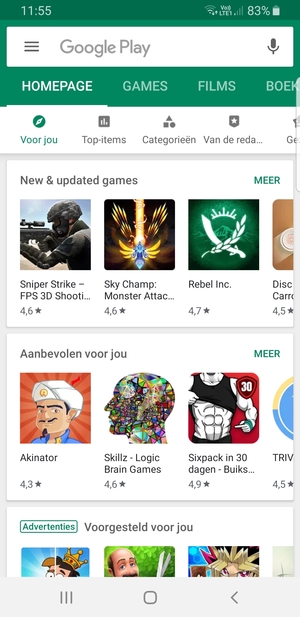 Selecteer de zoekbalk