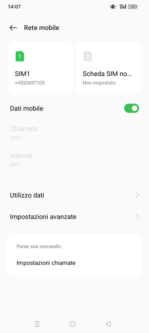 Seleziona SIM1 o SIM2