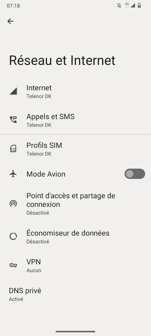 Sélectionnez Profils SIM