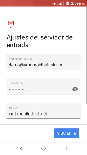 Introduzca Nombre de usuario y la dirección de servidor entrada. Seleccione SIGUIENTE