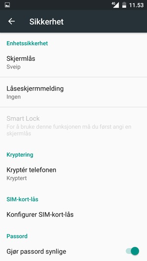 Velg Konfigurer SIM-kort-lås
