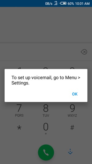 If your voicemail is not set up, select OK