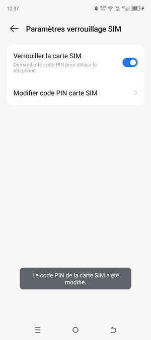 Votre code PIN de la carte SIM a été modifié