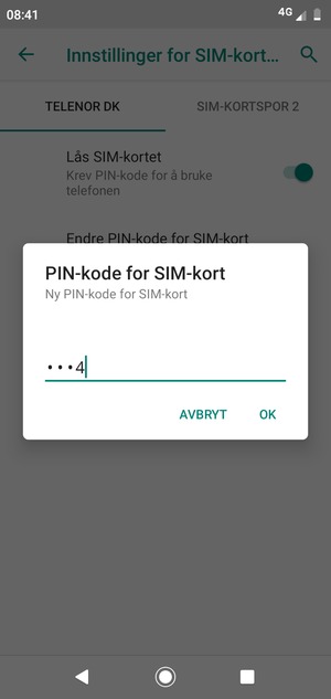 Skriv inn Ny PIN-kode for SIM-kort og velg OK