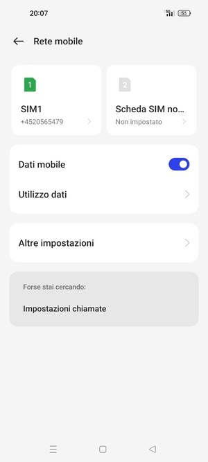 Seleziona SIM1 o SIM2