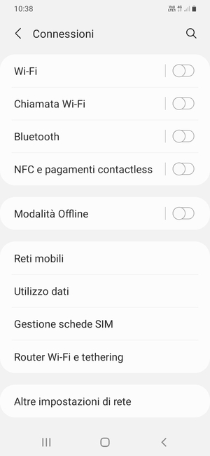 Seleziona Router Wi-Fi e tethering