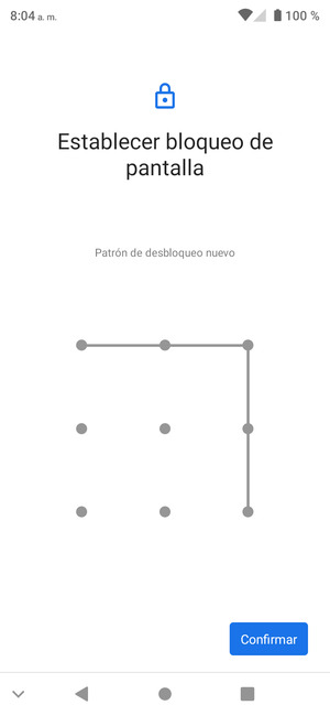 Dibuje de nuevo el patrón de desbloqueo y seleccione Confirmar