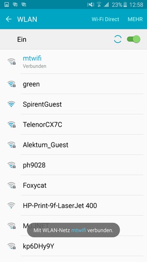 Sie sind nun mit dem WLAN-Netzwerk verbunden