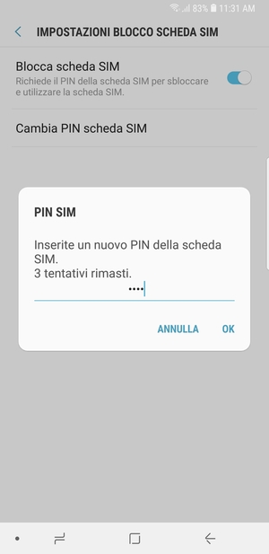 Inserisci Nuovo PIN della scheda SIM e seleziona OK
