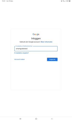 Voer uw Gmail adres in en selecteer Volgende