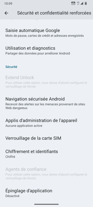 Faites défiler et sélectionnez Verrouillage de la carte SIM