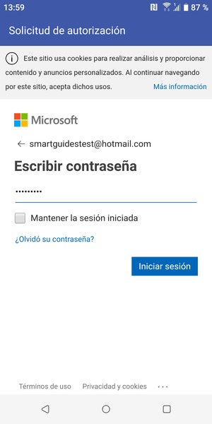Introduzca su contraseña y seleccione Iniciar sesión