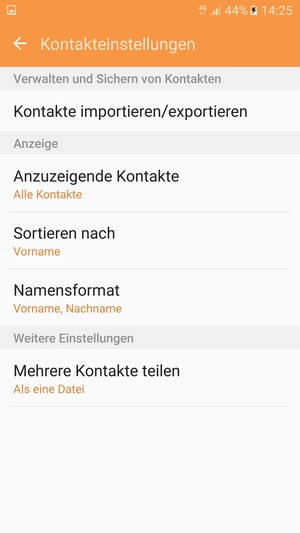 Wählen Sie Kontakte importieren/exportieren