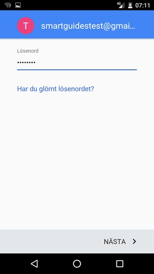 Ange ditt lösenord och välj NÄSTA