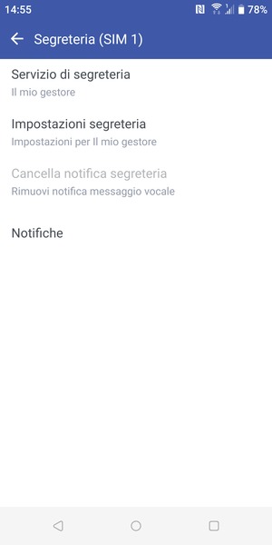 Seleziona Impostazioni segreteria