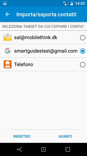 Seleziona il tuo account Google e poi AVANTI