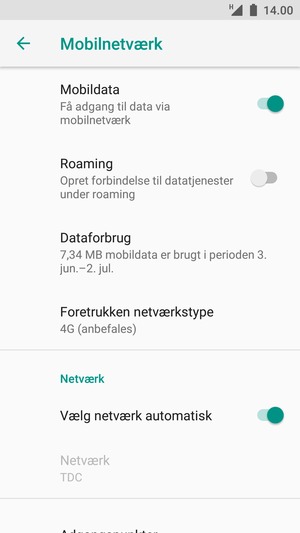 Slå Vælg netværk automatisk fra