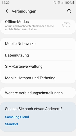 Scrollen Sie und wählen Sie Mobile Hotspot und Tethering