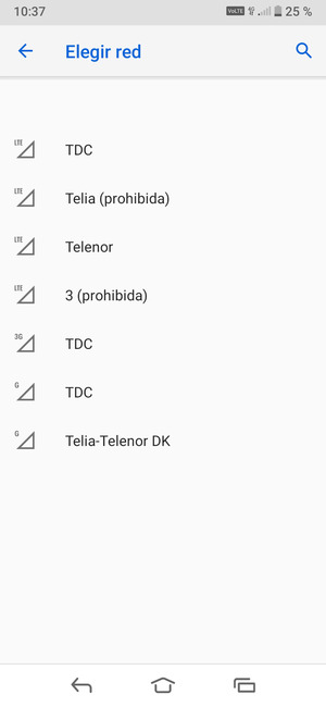 Seleccione un operador de red de la lista