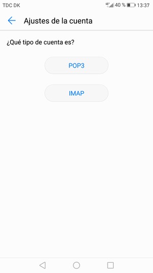 Seleccione POP3 o IMAP