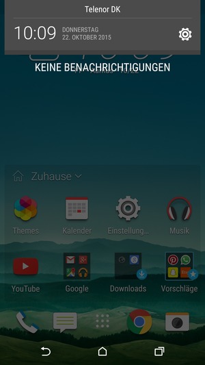 Schieben Sie erneut das obere Menü nach unten