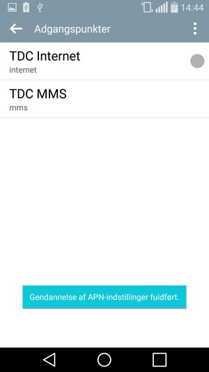Din telefon vil nulstille til standard internet- og MMS-indstillinger