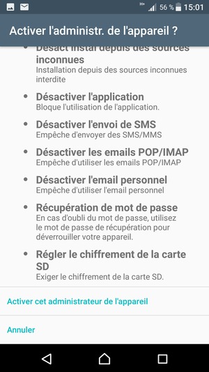 Faites défiler vers le bas et sélectionnez Activer cet administrateur de l'appareil
