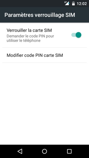 Sélectionnez Modifier code PIN carte SIM