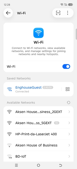 You are now connected to the Wi-Fi network