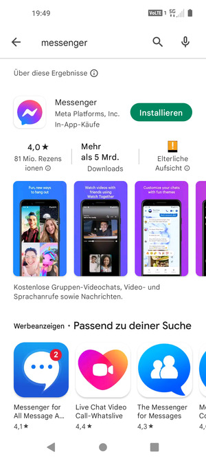 Wählen Sie die App