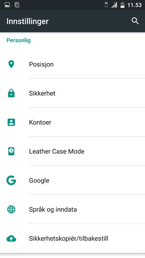 Bla til og velg Sikkerhet