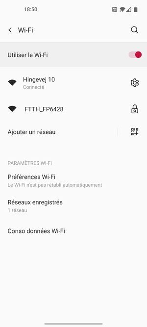 Vous êtes maintenant connecté au réseau Wi-Fi