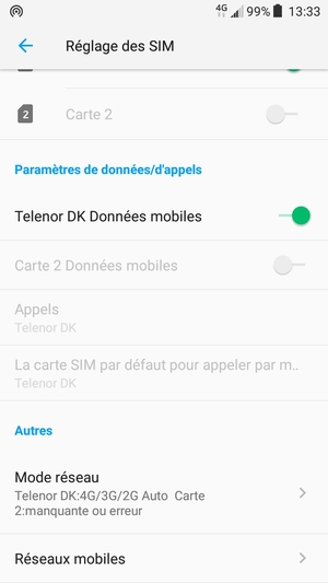 Faites défiler et sélectionnez Réseaux mobiles