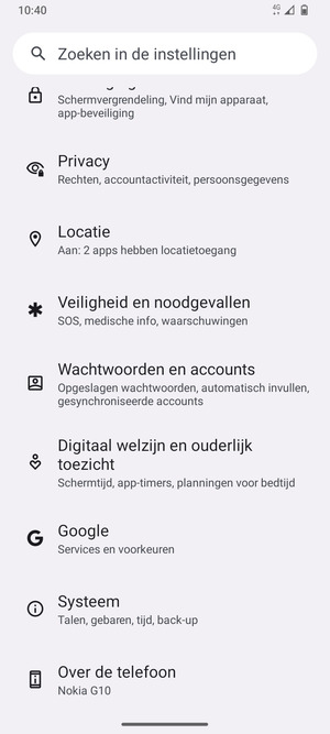 Scroll naar en selecteer Systeem
