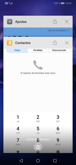 Seleccione el icono Eliminar para cerrar todas las aplicaciones en ejecución