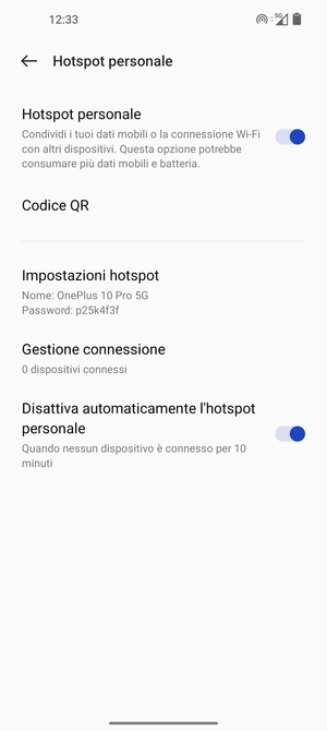 Il telefono è ora pronto per essere usato come modem