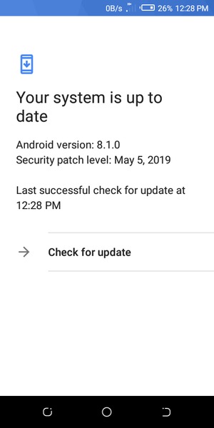 If your phone is up to date, you will see the following screen