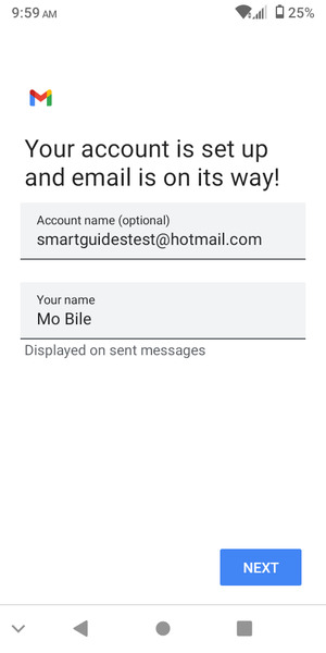 Give your account a name and enter your name. Select NEXT