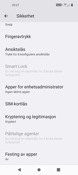 Bla til og velg SIM-kortlås