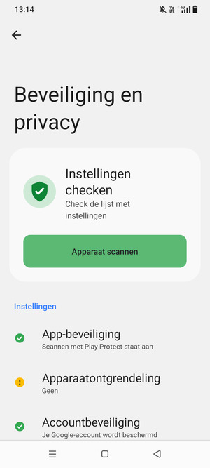 Om uw schermvergrendeling te activeren, ga naar het Beveiliging en privacy-menu en selecteer Apparaatontgrendeling