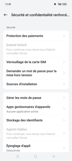 Sélectionnez Verrouillage de la carte SIM