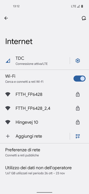 Seleziona la rete wireless a cui desideri connetterti