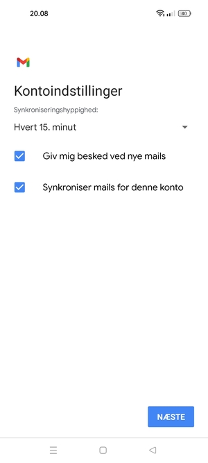 Vælg NÆSTE