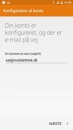 Giv din konto et navn og vælg NÆSTE