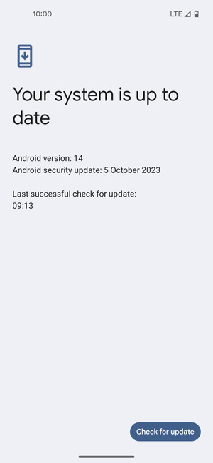 If your phone is up to date, you will see the following screen