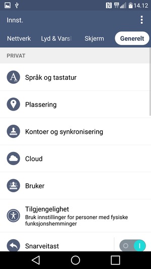 Velg Kontoer og synkronisering
