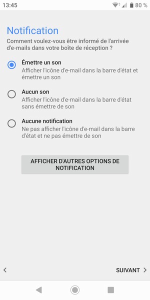 Sélectionnez votre option préférée et sélectionnez SUIVANT